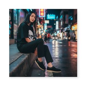 P448 𖤐 Bubble Genuine Shearling Slip On Creeper Sneakers 𖤐 Black 𖤐 37 6.5M 7M